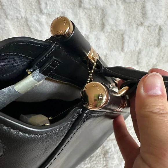 NWT! RARE! 31918 Coach x Selena Gomez Women's Bag Black Leather Grace 20 Satchel - Picture 8 of 11